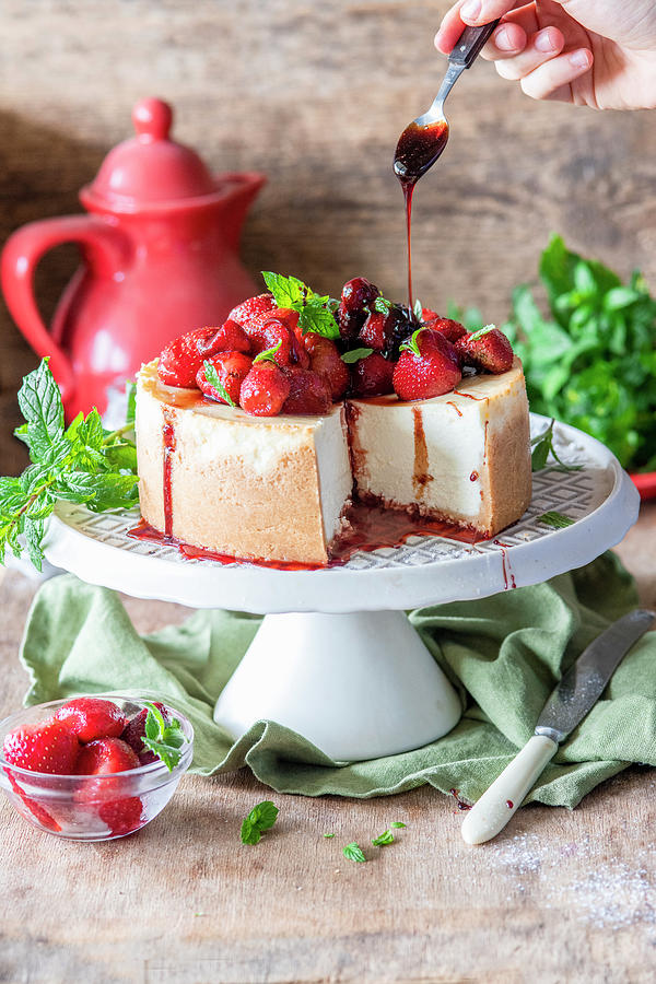 Balsamic And Strawberry Cheesecake Photograph by Irina Meliukh