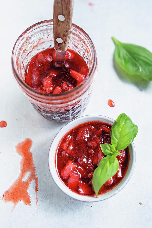 Balsamic Strawberries In A Glass Photograph by Brigitte Sporrer