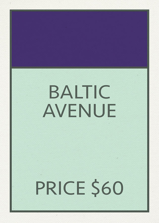 Vintage Mixed Media - Baltic Avenue Vintage Retro Monopoly Board Game Card by Design Turnpike