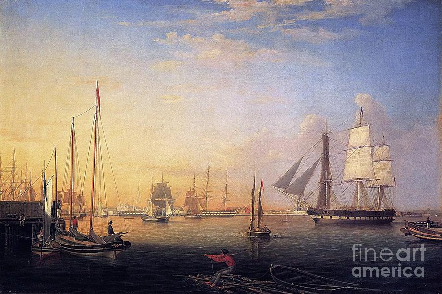 Boat Painting - Baltimore Harbour, 1850 by Fitz Henry Lane
