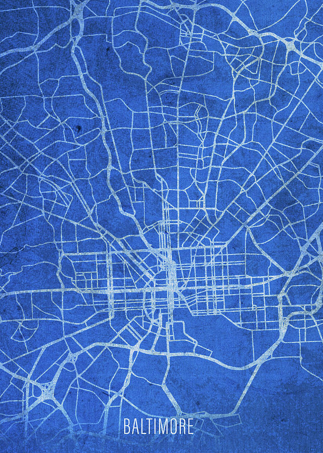 Baltimore Mixed Media - Baltimore Maryland City Street Map Blueprints by Design Turnpike