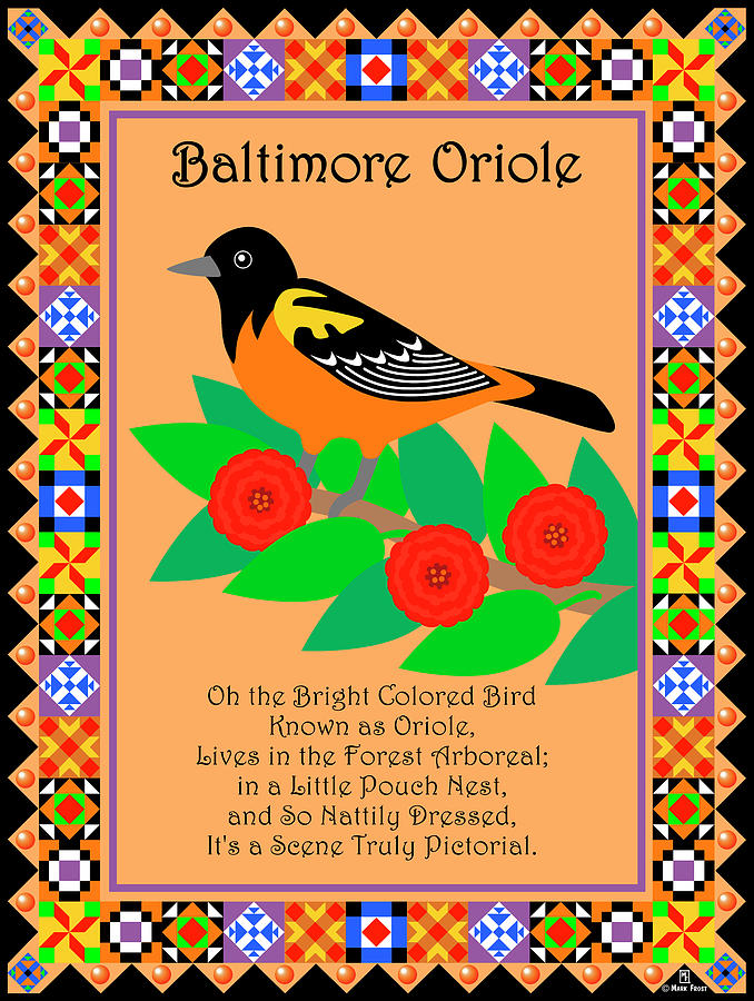 Baltimore Oriole Quilt Digital Art by Mark Frost