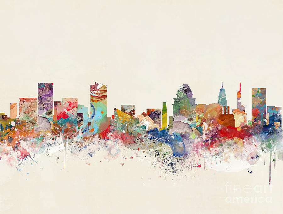 Baltimore Painting - Baltimore Skyline by Bri Buckley
