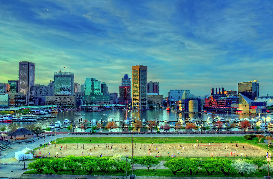 Baltimore Skyline Painting Digital Art by Craig Fildes Fine Art America