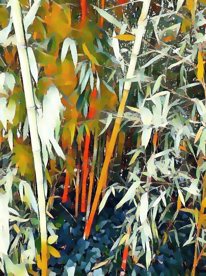 Bamboo background in nature Painting by Jeelan Clark