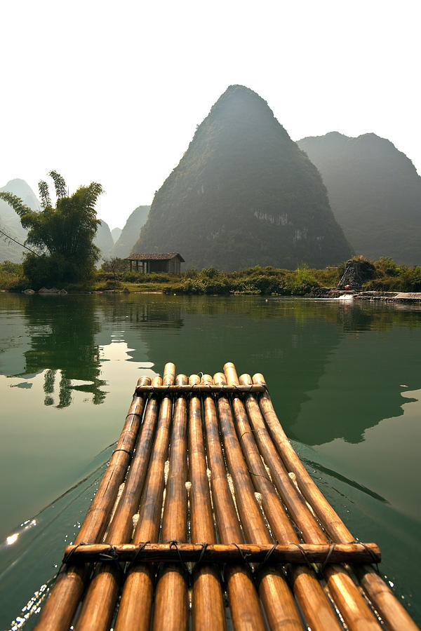 Bamboo Raft And Karst Pinnacle, Yulong Photograph by John Seaton Callahan