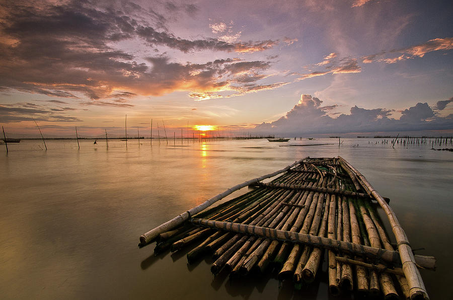 Bamboo Raft Photograph by Landscape Artist
