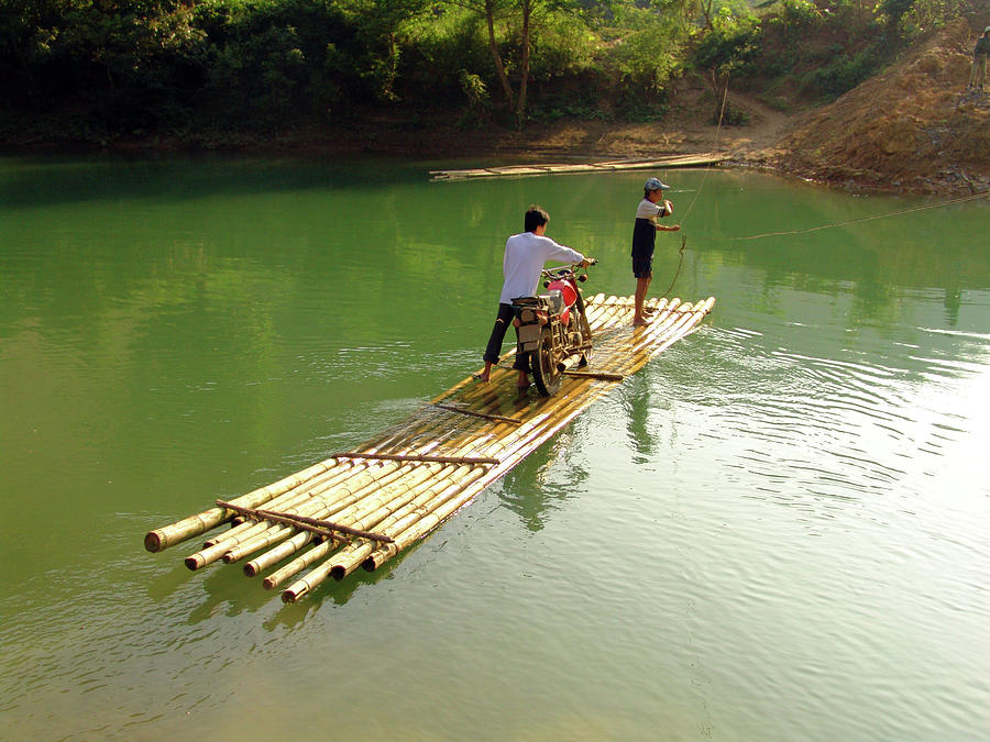Bamboo Raft To Cross River With Photograph by Tristan Savatier