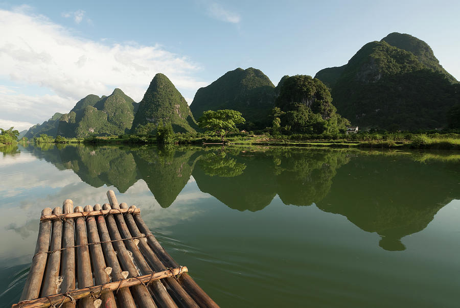 Bamboo Rafting On The Li River by Alex Linghorn