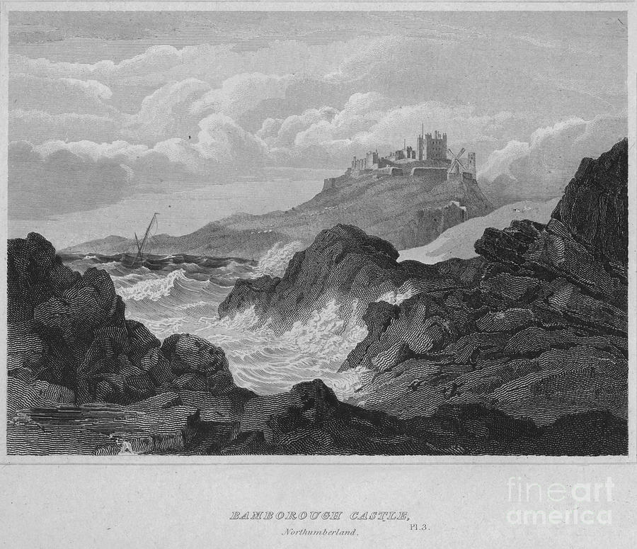 Bamburgh Castle, Northumberland, 1814 Drawing by Print Collector