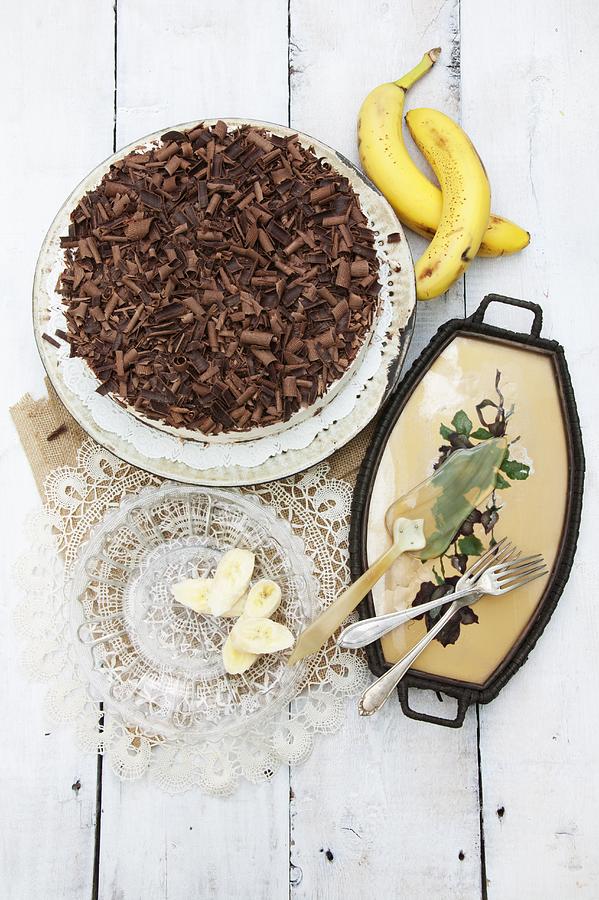 Banana And Chocolate Cake With Low-fat Quark Photograph by Food Experts Group
