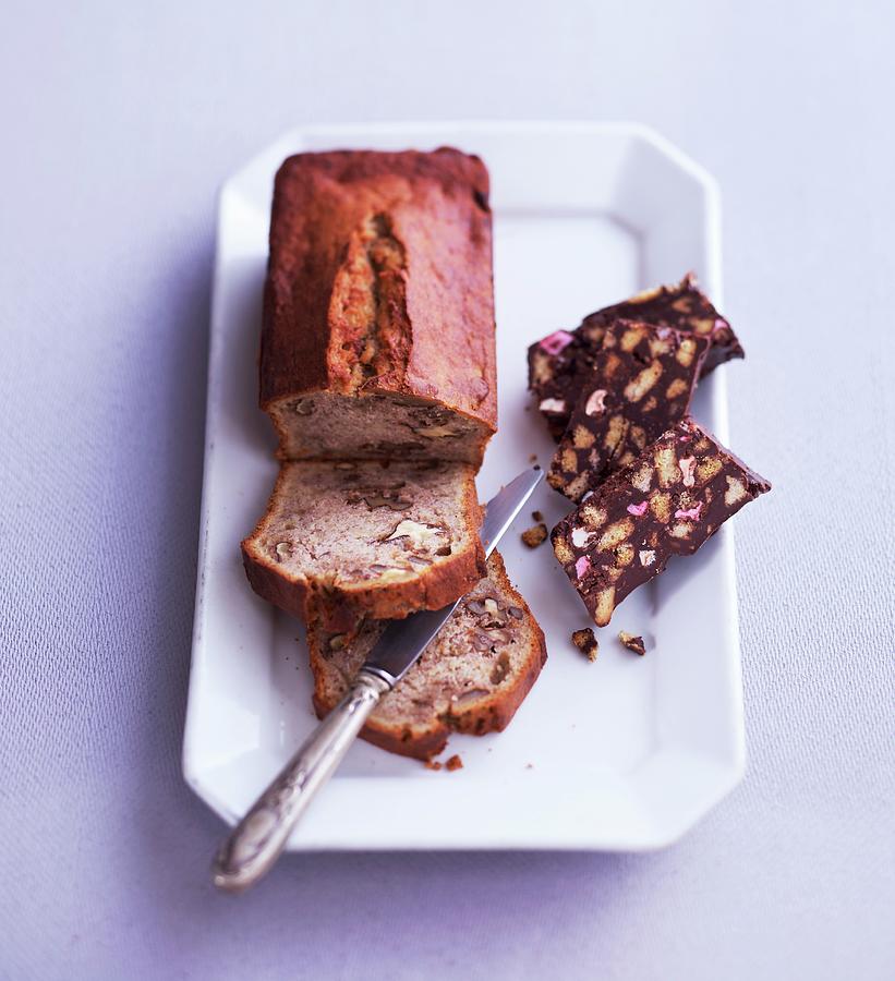 Banana And Nut Cake And Rocky Road Cake Photograph by Amlie Roche