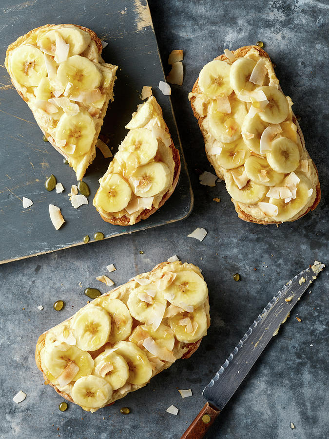 Banana And Peanut Butter Toast Photograph by James Lee