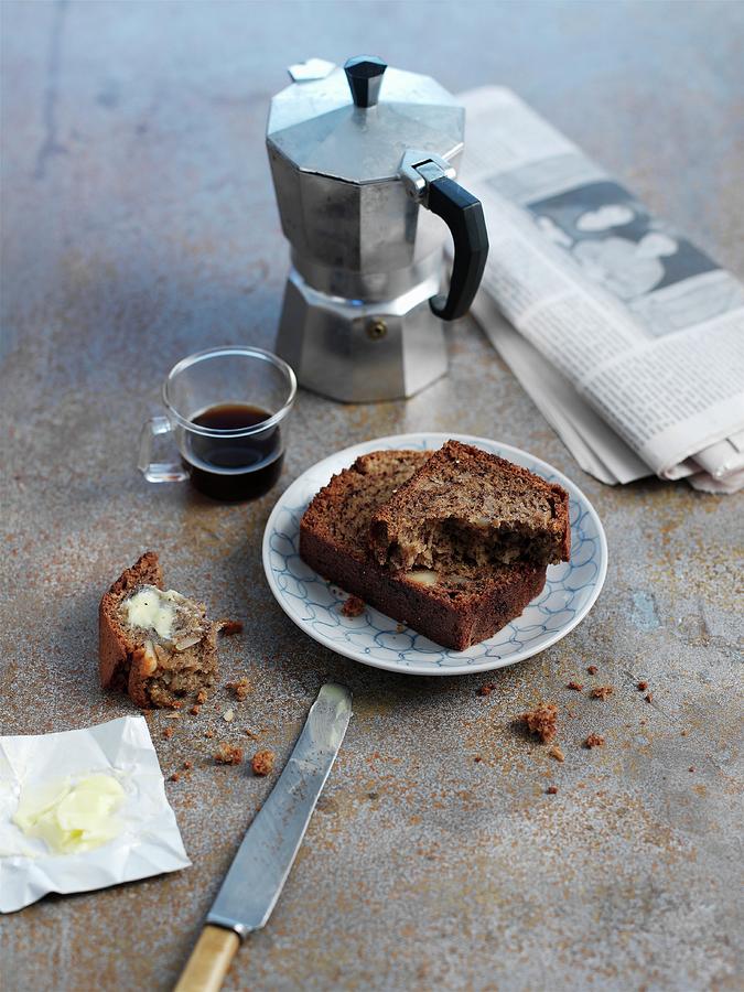 Banana Bread And Espresso For Breakfast Photograph by Ian Garlick