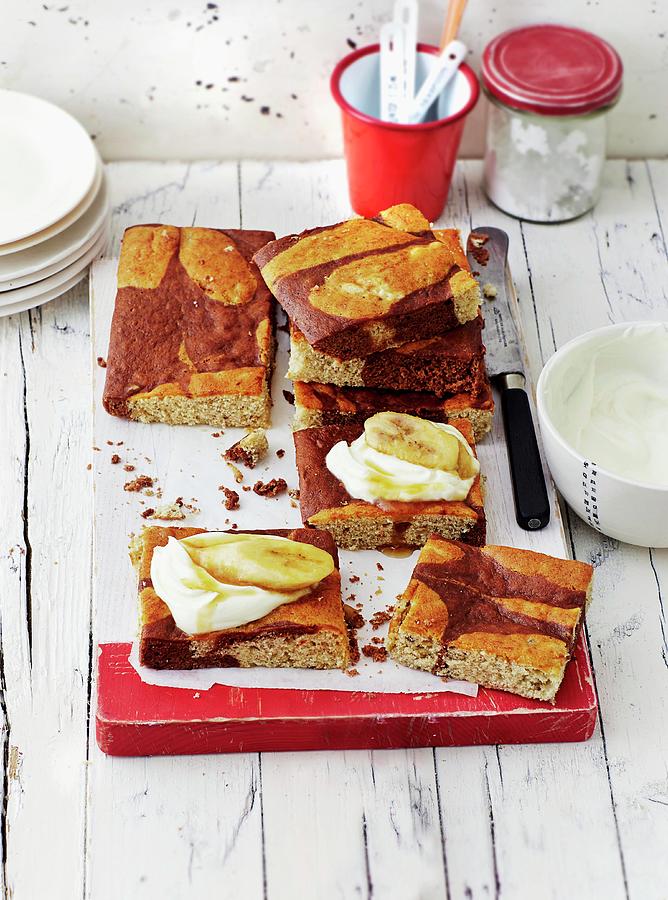 Banana Bread Slices With Chocolate And Maple Syrup usa Photograph by Jalag / Julia Hoersch