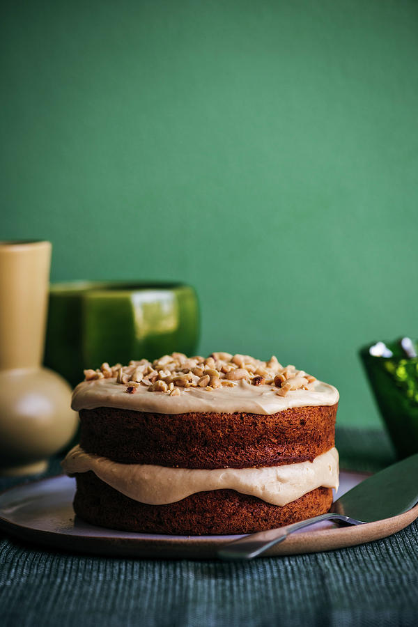 Banana Cake With Peanut Butter Frosting Photograph by Hein Van Tonder