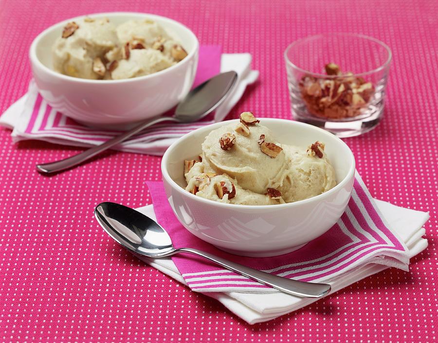Banana Ice Cream With Sweet And Salty Roasted Almonds Photograph by Rene Comet