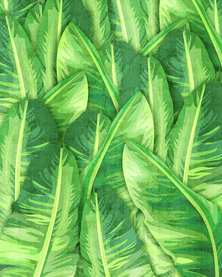 Banana Leaf 1 - Banana Leaf Pattern 1 - Tropical Leaf Print - Botanical Art - Green Mixed Media