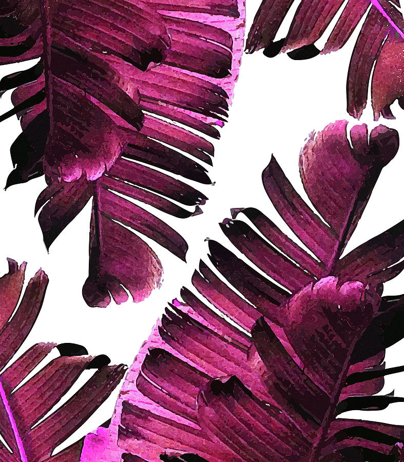 Banana Leaf - Tropical Leaf Print - Botanical Art - Modern Abstract - Violet, Purple, Magenta, Lilac Mixed Media