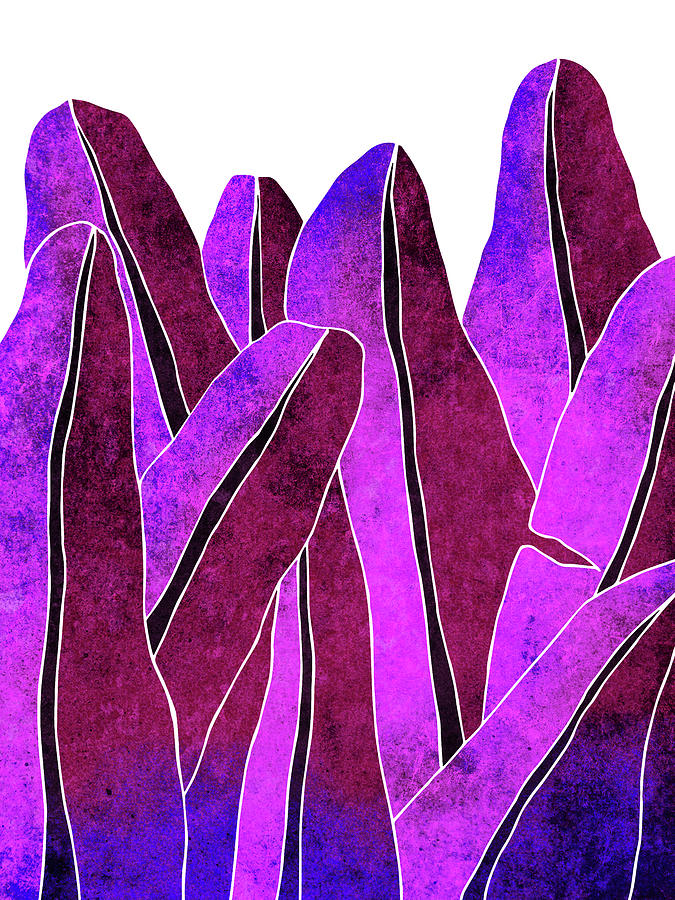 Banana Leaf - Violet, Purple - Tropical Leaf Print - Botanical Art - Abstract - Modern, Minimal Mixed Media