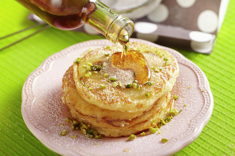 Banana Pancakes With Maple Syrup Photograph by Teubner Foodfoto