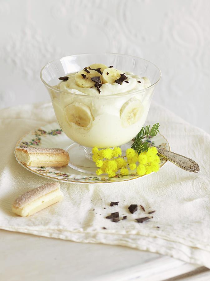 Banana Pudding With Sponge Fingers In A Glass Bowl Photograph by Armin Zogbaum