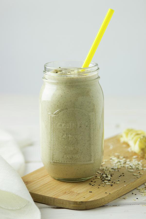 Banana Smoothie With Oats And Chia Seeds Photograph by Vernica Orti