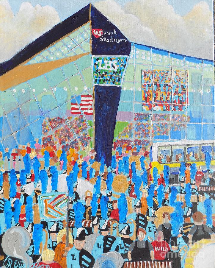 Band at US Bank Stadium Painting by Rodger Ellingson