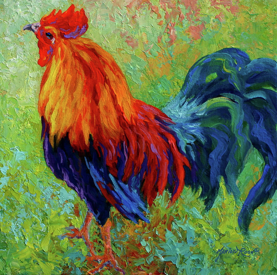 Farm Animals Painting - Band Of Gold Rooster by Marion Rose