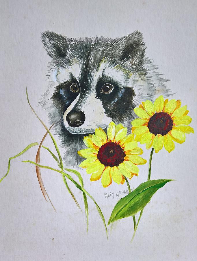 Bandit and the Sunflowers Painting by ML McCormick