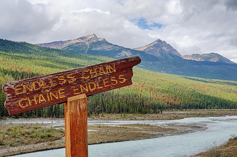 Banff Endless Chain Mountain Range Sign Photograph by Toby McGuire