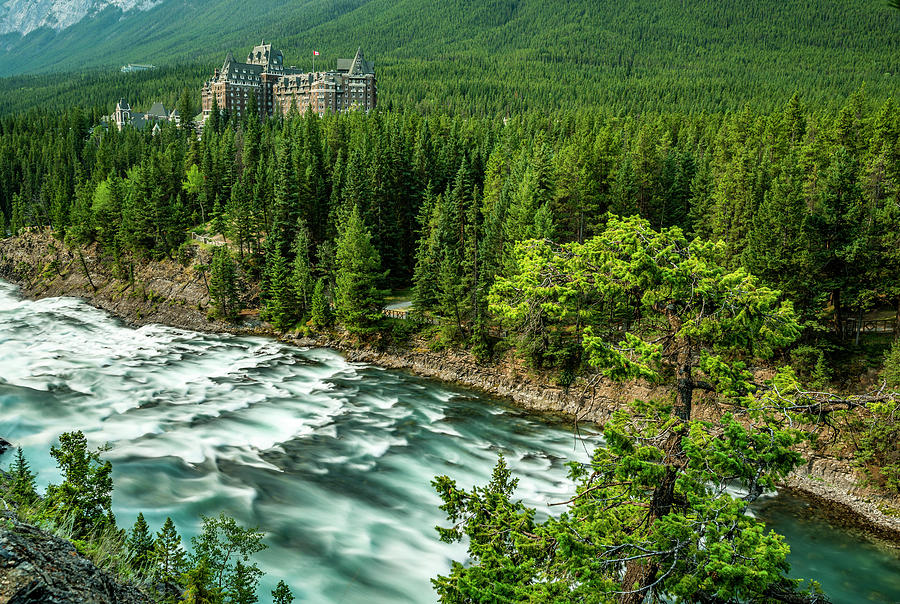 Banff Springs Hotel With Bow River Photograph by Panoramic Images