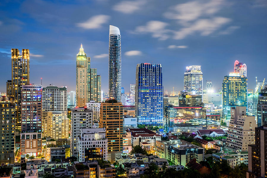 Bangkok City Skyline And Skyscraper Photograph by Prasit Rodphan - Fine ...