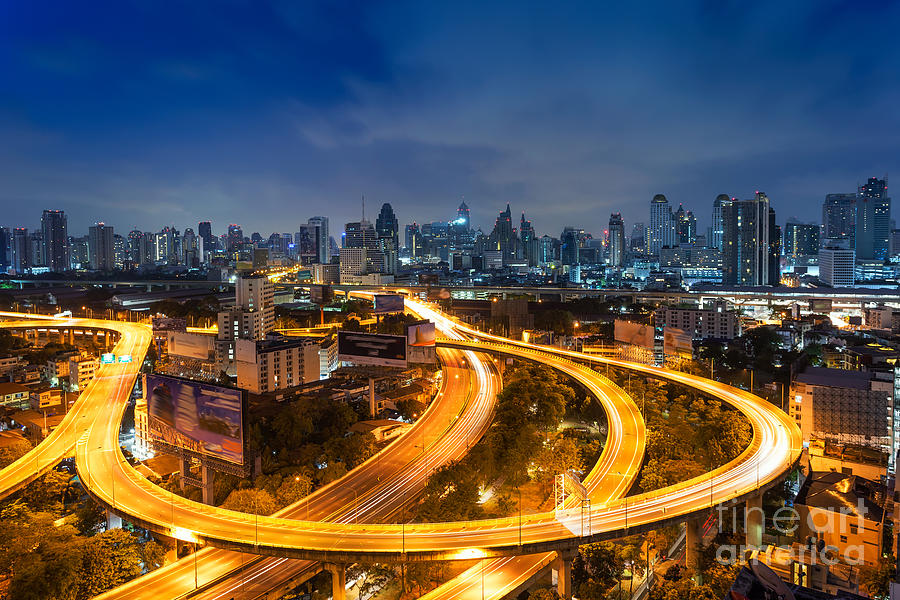 Bangkok Cityscape Bangkok Night View Photograph by Weerasak Saeku ...