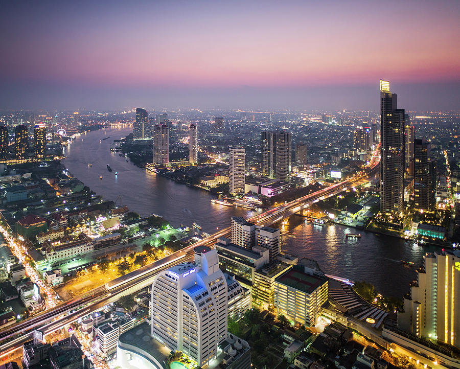 Bangkok Skyline And Chao Phraya River Photograph by Martin Puddy