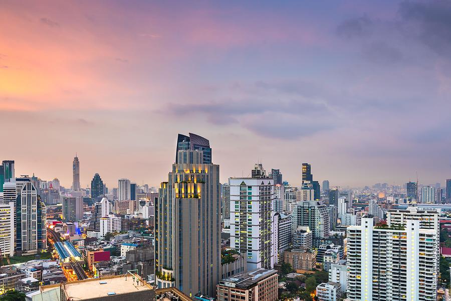 Architecture Photograph - Bangkok, Thailand Downtown Cityscape by Sean Pavone