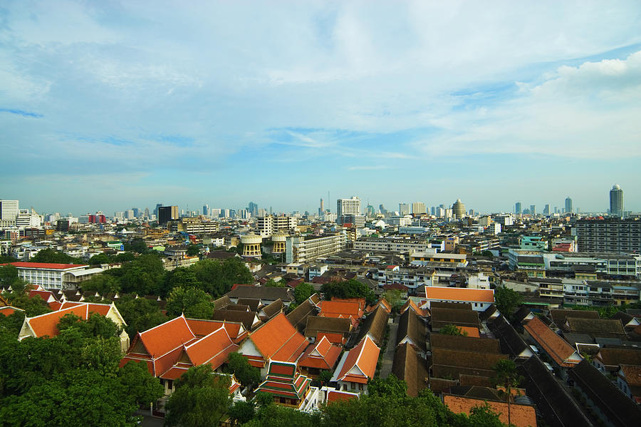 Bangkok View With Temple Roofs 2 Photograph by Sndrk Bangkok View With Temple Roofs 2 Photograph by Sndrk