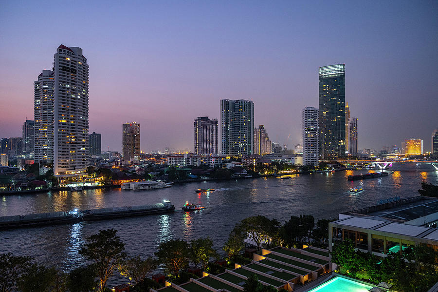 Bangkok's Lifeline The Chao Phraya River At Twilight Photograph by 