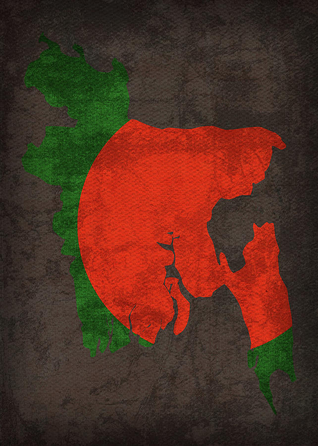 Bangladesh Country Flag Map Mixed Media by Design Turnpike - Fine Art ...
