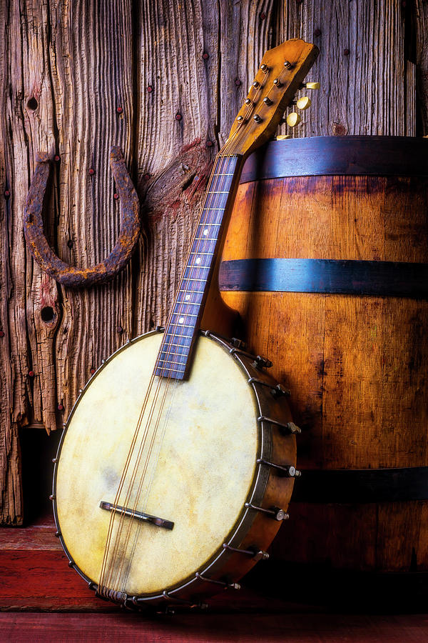 Banjo And Wine Barrel Photograph by Garry Gay