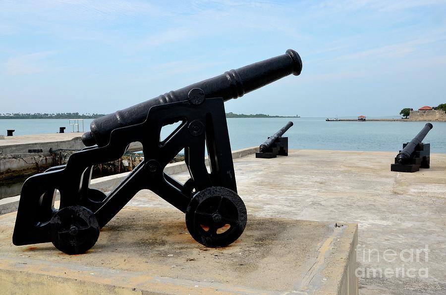 Bank of canons protecting Jaffna sea lanes across from Fort Hammenhiel Sri Lanka Photograph by Imran Ahmed