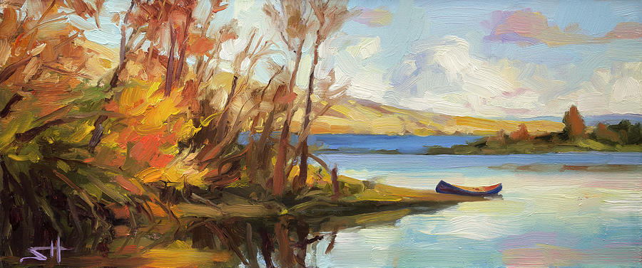 Fall Painting - Banking on the Columbia by Steve Henderson