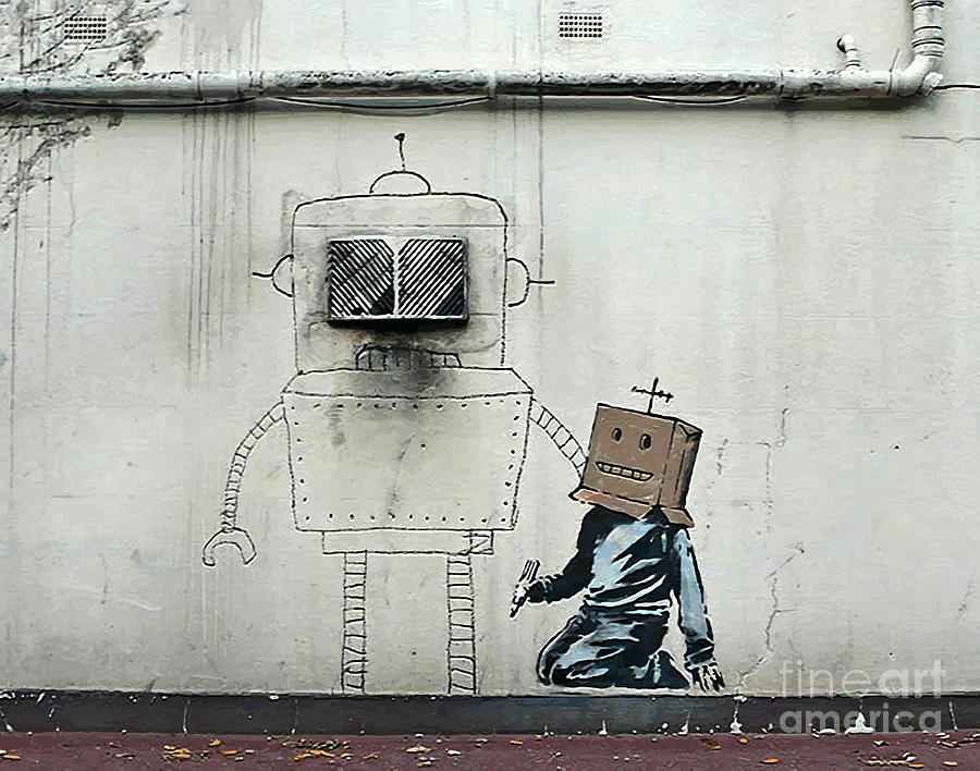 Banksy Robot Torquay Mixed by Premium Artman - Fine Art America