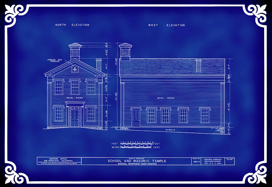 Bannack Digital Art - Bannack Ghost Town Gothic Masonic Temple Blueprint by Daniel Hagerman Bannack Digital Art - Bannack Ghost Town Gothic Masonic Temple Blueprint by Daniel Hagerman