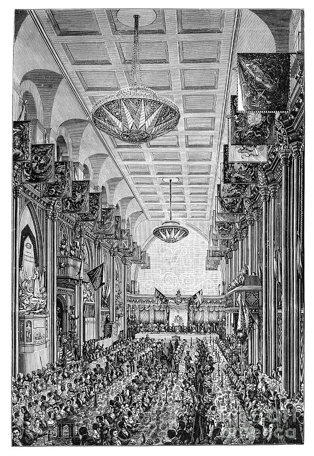 Banquet For The Queen At The Guildhall Drawing by Print Collector