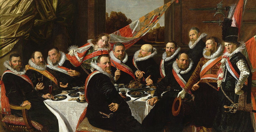 Frans Hals Painting - Banquet Of The Officers Of The St George Civic Guard, 1616 by Frans Hals Frans Hals Painting - Banquet Of The Officers Of The St George Civic Guard, 1616 by Frans Hals