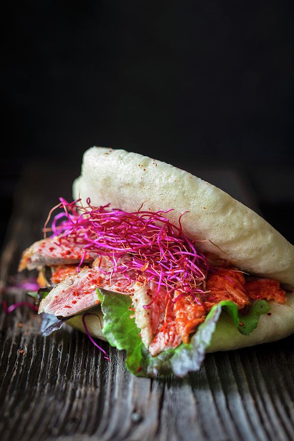 Bao Burger With Duck And Kimchi Photograph by Jan Wischnewski