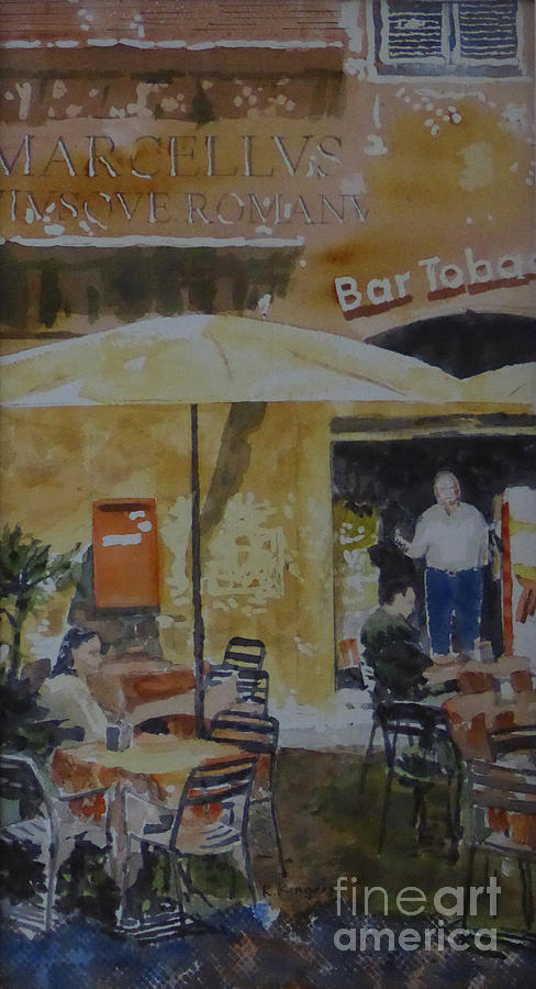 Bar Tabac en Teatro Marcellus Roma Painting by Ralph Kingery