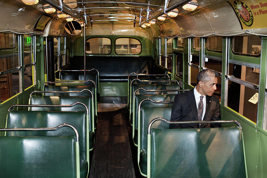 Barack Obama on Rosa Parks Bus Photograph by Pete Souza