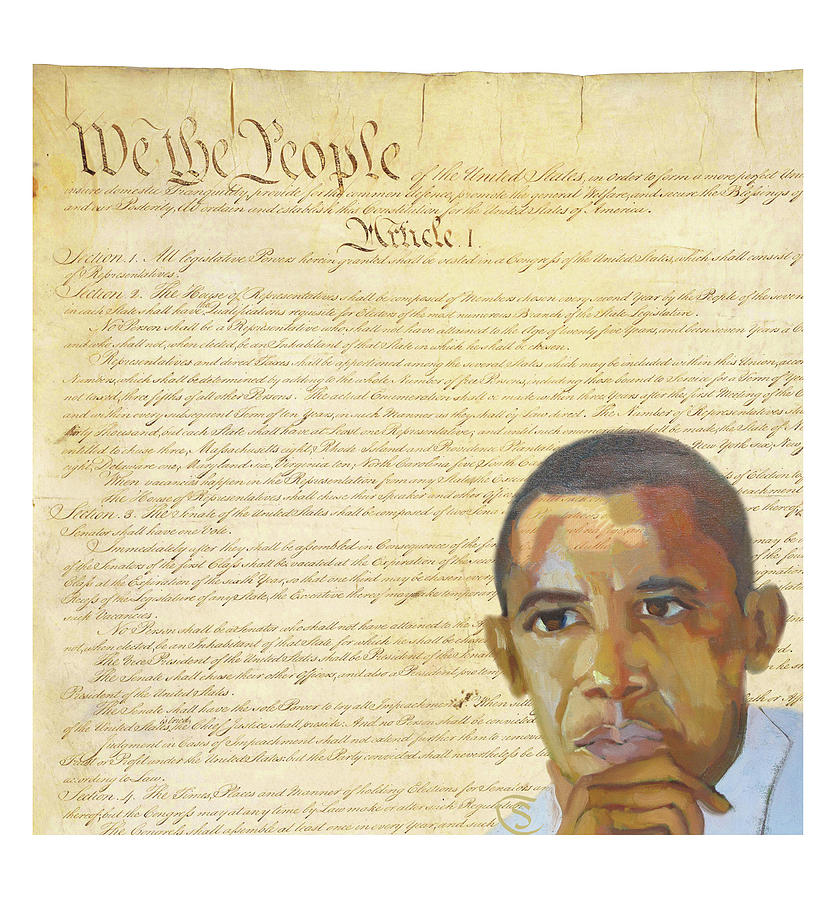 Barack Obama - Constitution Digital Art by Suzanne Giuriati Cerny